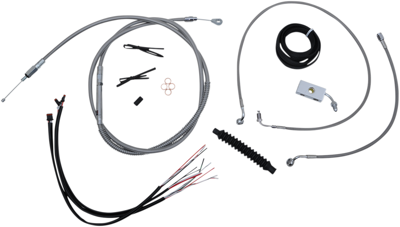 LA Choppers Complete Stainless Braided Handlebar Cable/Brake Line Kit — Cable Kit – 12” - Hardcore Cycles Inc