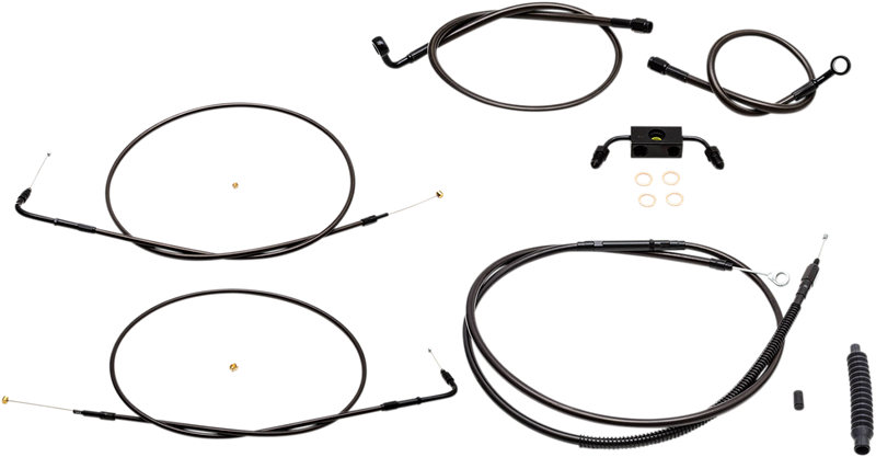 LA Choppers Standard Midnight Braided Handlebar Cable/Brake Line Kit — Mini Ape Hanger - Hardcore Cycles Inc