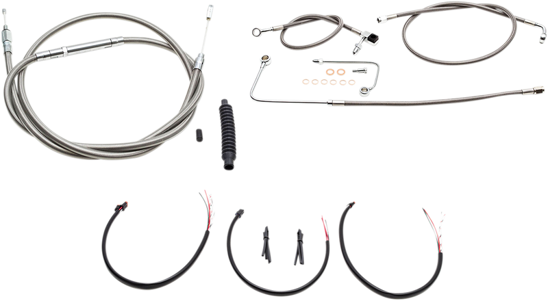 LA Choppers Complete Stainless Braided Handlebar Cable/Brake Line Kit — Cable Kit – 12” - Hardcore Cycles Inc