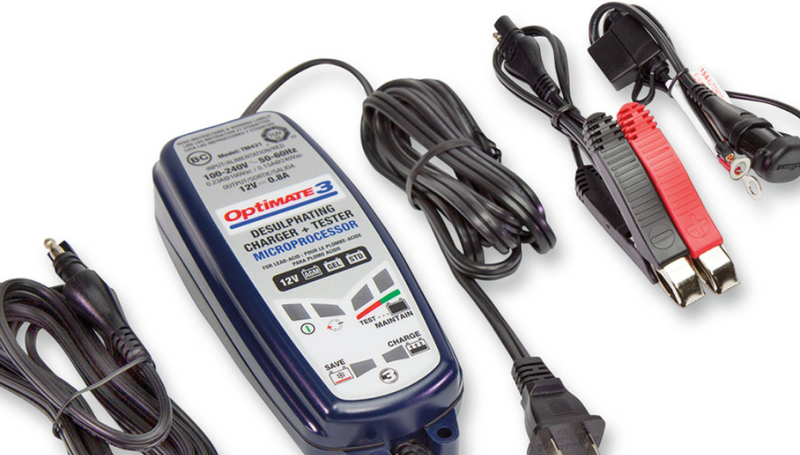 Optimate 3 Battery Charger/Maintainer - Hardcore Cycles Inc
