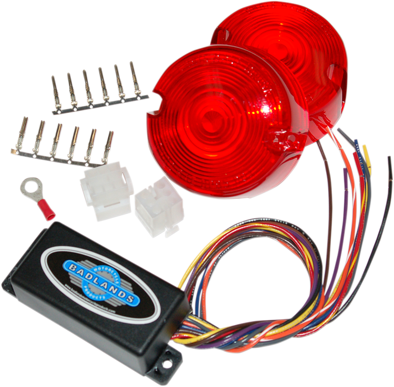 Plug-In Illuminator with Red Lenses - 6 Pin ILL-02-RL-B - Hardcore Cycles Inc