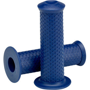Closeout Lowbrow GRIPS FISH SCALE 1" BLUE - Hardcore Cycles Inc