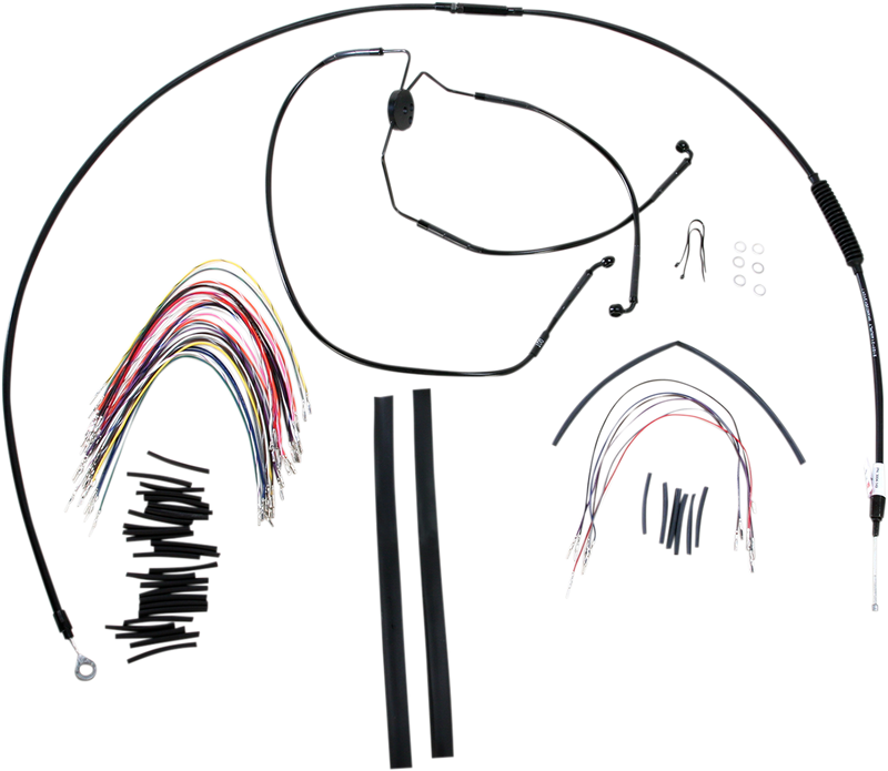 Burly Complete Black Vinyl Handlebar Cable/Brake Line Kit for Ape Hanger Handlebars - Hardcore Cycles Inc