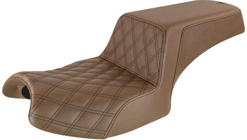 SADDLEMEN Step Up Seat - Driver Lattice Stitched - Brown - Indian - Hardcore Cycles Inc