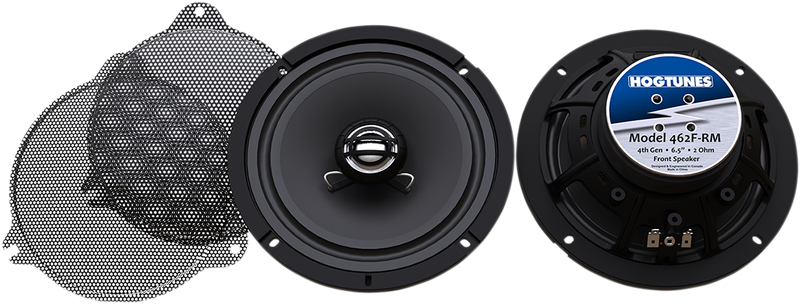 HOGTUNES Gen 4 6.5” 2 Ohm Front Speakers With Grills - Hardcore Cycles Inc