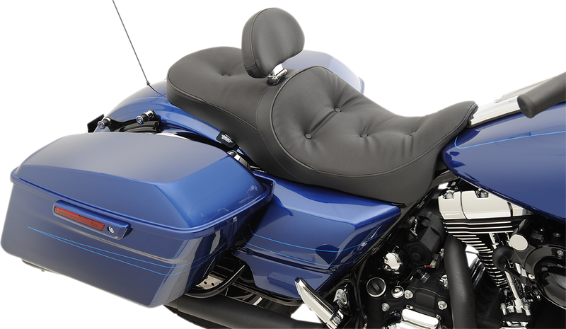 Backrest Compatible 2-Up Leather Touring Seat — Pillow - Hardcore Cycles Inc