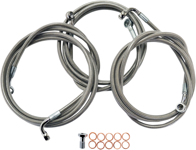 LA Choppers Replacement Stainless Steel Braided Brake Line Kit - Hardcore Cycles Inc