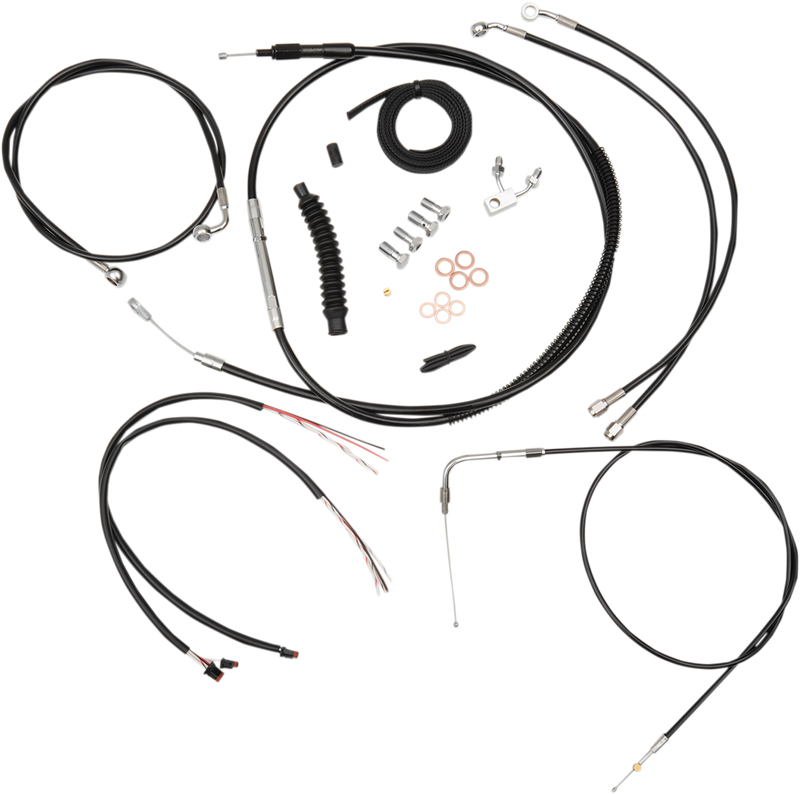 LA Choppers Complete Stainless Braided Handlebar Cable/Brake Line Kit — Cable Kit - Hardcore Cycles Inc