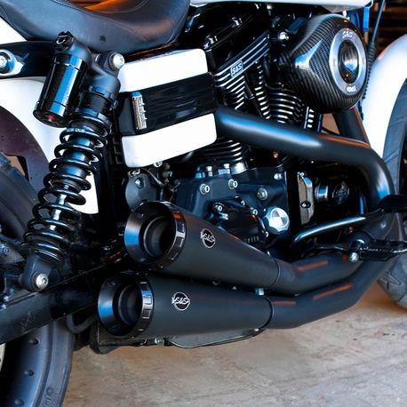 Grand National 2-2 System, Black or Chrome w/ Black End Caps for 2006-17 Twin Cam® Dyna® Models - Hardcore Cycles Inc