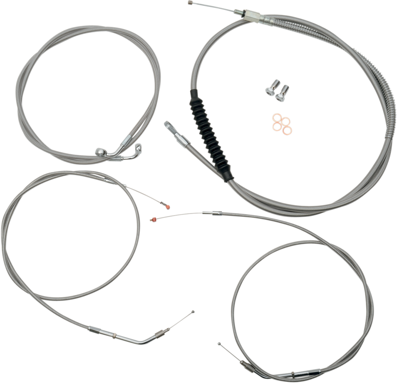 LA Choppers Standard Stainless Braided Handlebar Cable/Brake Line Kit - Hardcore Cycles Inc