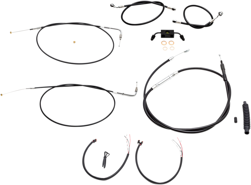 LA Choppers Complete Black Vinyl Braided Handlebar Cable/Brake Line Kit – 12” & 15” - Hardcore Cycles Inc