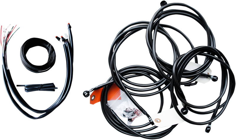 LA Choppers Complete Midnight Braided Handlebar Cable/Brake Line Kit — Mini Ape Hanger - Hardcore Cycles Inc