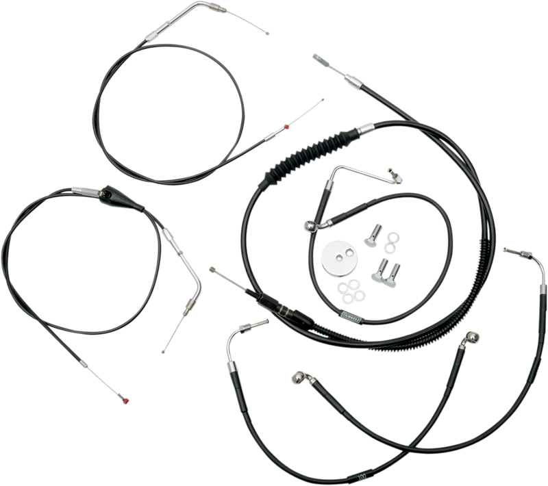 LA Choppers Standard Black Vinyl Braided Handlebar Cable/Brake Line Kit — Mini Ape Hanger - Hardcore Cycles Inc