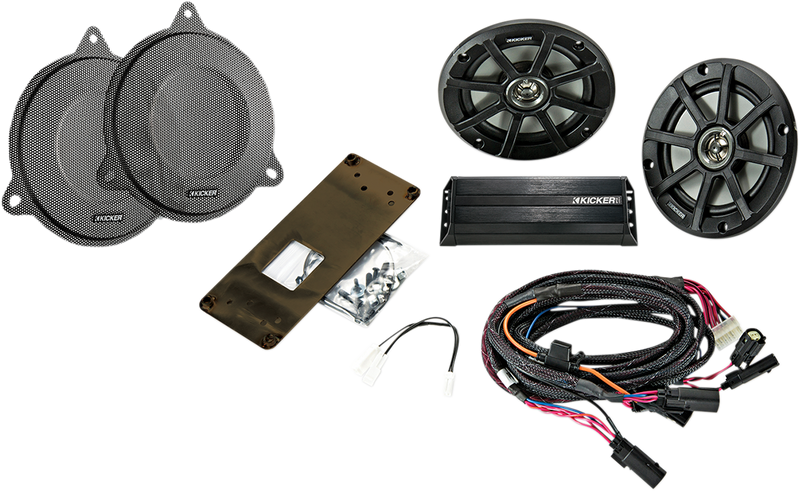 Kicker Coaxial Speaker & Amplifier Kit - Hardcore Cycles Inc