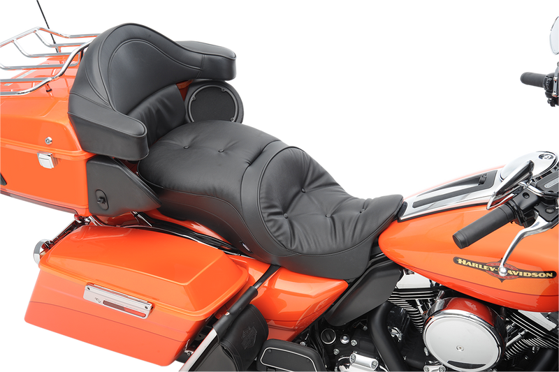 Backrest Compatible 2-Up Leather Touring Seat — Pillow - Hardcore Cycles Inc
