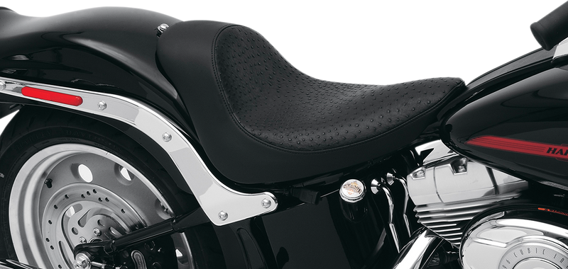 Solo Leather Seat — Faux Ostrich - Hardcore Cycles Inc