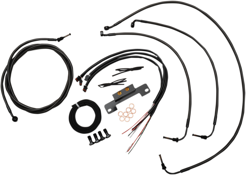 LA Choppers Complete Stainless Braided Handlebar Cable/Brake Line Kit — Cable Kit - Hardcore Cycles Inc