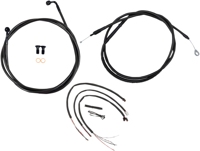 LA Choppers Complete Midnight Braided Handlebar Cable/Brake Line Kit — Ape Hanger - Hardcore Cycles Inc